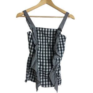 ADELINE Los Angeles Womens Tank Gingham Black White Check Top S